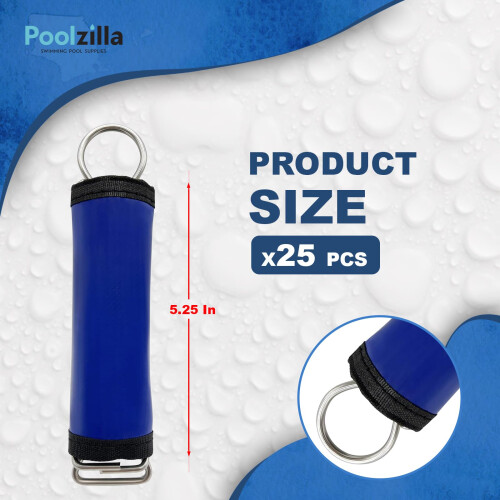 Poolzilla 25 Pacotes de Envolvimentos de Molas para Piscina, Mangas de Capa Azul com Fecho de Velcro 1