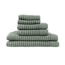 Serviette de gaufre de Gilden Tree Set Seche rapide mince | 2 serviettes de bain | 2 serviettes a main | 2 anthles de lavage Modern Style (Sage G
