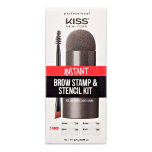 Kiss New York Professional Instant Brow Stamp and Stencil Kit Powder Stamp Eyebrow Shaping Kit (Sort Brun)