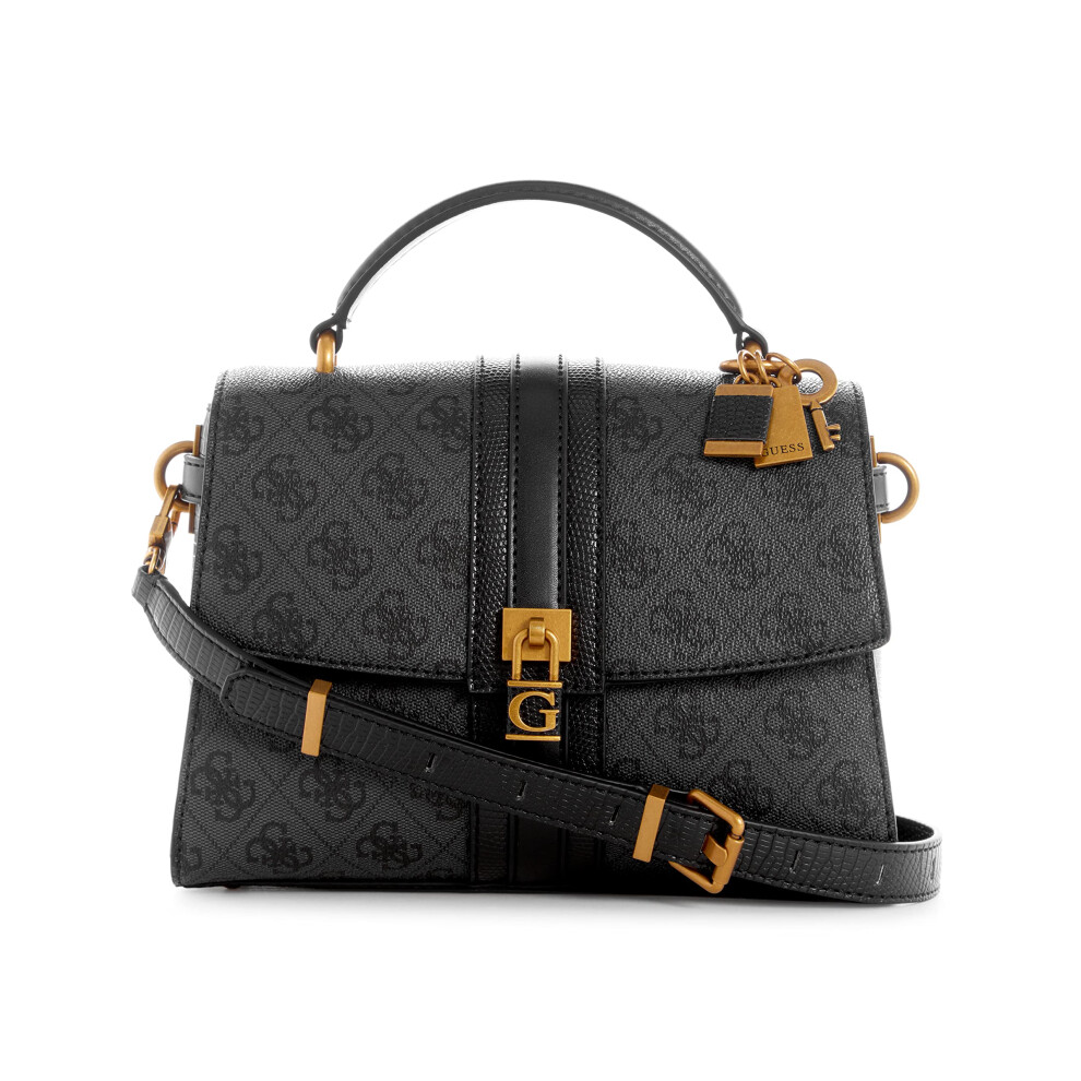 GUESS Ginevra Top Handle Flap Coal Logo