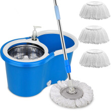 Spin Mop and Bucket System | 360 Spin Mop and Bucket with Wringer Set | Mops for Floor Cleaning | 3 Microfiber Mop Replacement Head Refills