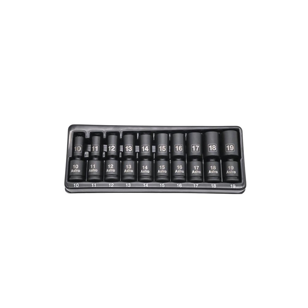 Astro Pneumatic Ast78344m 0.375 In. Drive Mid-Length Pinless Universal Impact Sockets - Metric - 10 Piece 745227083923