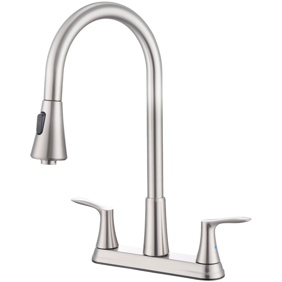 HOMELODY 2 Handles Kitchen Faucet with Pull Down Sprayer for 3 Hole Sink  8 inch 360 Rotating Spout Centerset Kitchen Sink Fauce