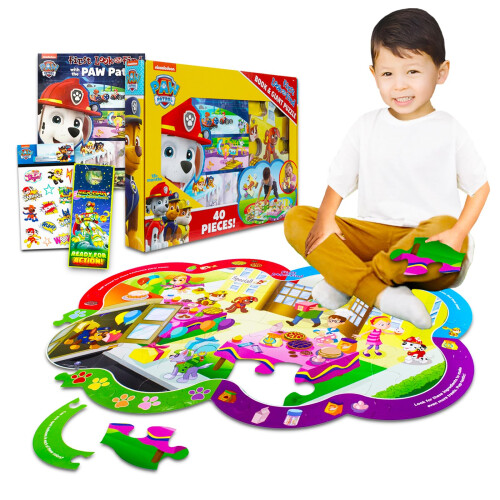 Paw Patrol Σετ Παζλ Paw Patrol - 3 Τεμάχια με Παζλ Δαπέδου, Βιβλίο Κρυμμένων Εικόνων, Αυτοκόλλητα