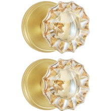 SHINY HANDLES 2 Pack Satin Brass Dummy Door Knob Set  Champagne Glass
