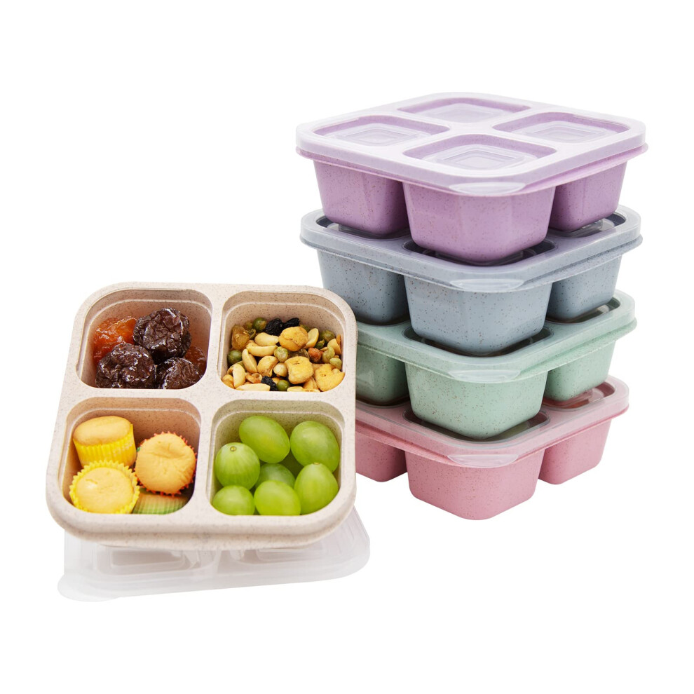 Luriseminger 5-Pack Bento Lunchbox 4 Compartiment Snack Containers Verdeelde Snackbox Maaltijdvoorbereiding Lunch Containers Voor Kinderenpeuters-image