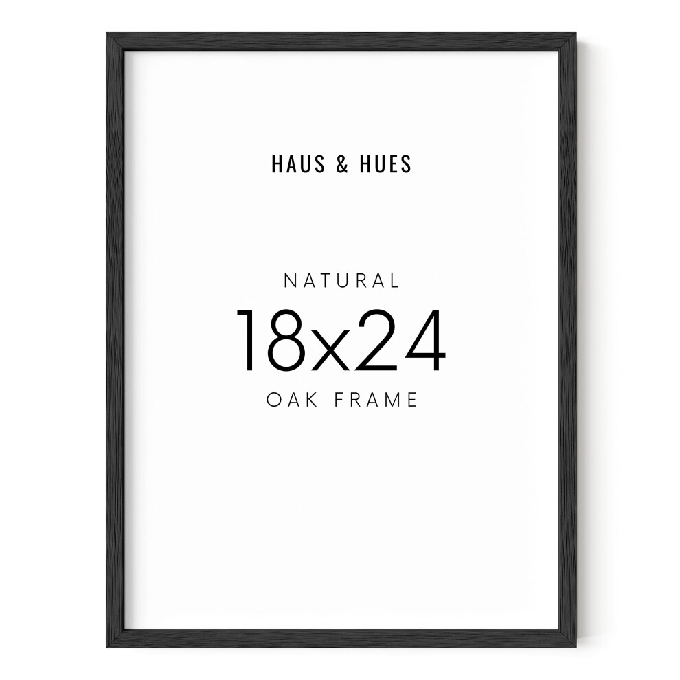 Cadre photo en ch   ne noir naturel HAUS AND HUES 18 x 24 Cadre pour affiche 18 x 24 Cadre noir 18 x 24 Cadre en bois 18 x 24