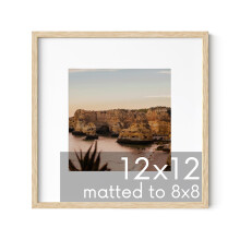 Haus and Hues Solid Oak 12 x12 Picture Frame Matted to 8 x8 12x12 Wood Frame 12x12 Frame with Mat 12x12 Frame Wood