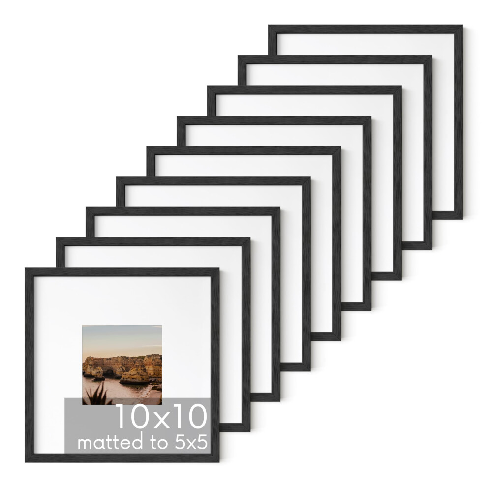 Ensemble de 9 cadres photo 10x10 HAUS AND HUES Cadre 10x10 avec passe-partout Cadres photo noirs Cadres carr   s Cadre mural pour galerie de photos