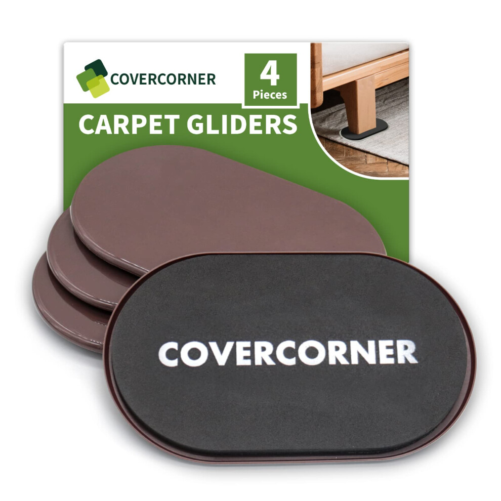 Covercorner Furniture Sliders For Carpet 4 Pcs - 9 1/2 Inch Furniture Moving Slider Chair Legs Floors Protectors- Move Your Furniture Easy & Safely Fo 730198411448
