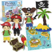 CRAFTILOO Pirates Pre-Cut Sjovt b?rnesys?t til b?rn i alderen 8-12 B?rn Begyndere sys?t B?rneh?ndv?rk Lav din egen filtpude Plysh?ndv?rkss?t Pige