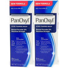 PanOxyl Spălare spumoasă pentru acnee, Putere maximă, 10% peroxid de benzoil, 5,5 oz (156 g), Pachet de 2 - pentru față, piept și spate
