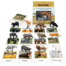 Ruson 12 Safari Animals Figuri Jucarii cu 12 car?i flash Mini Jungle Figurine pentru animale Tort Topper Party Furnizeaza Montessori Animal Jatch