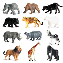 RUSON 12 stk Mini Safari Dyr Figurer Leget?j Realistisk Jungle Zoo Dyrefigurer Kage Topper Leget?jss?t Jul F?dselsdag P?ske?g Gave Festartikler t