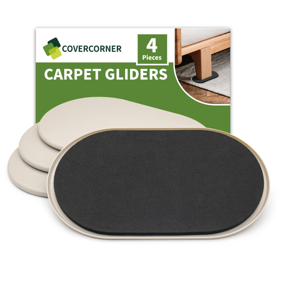 Covercorner Furniture Sliders For Carpet 4 Pcs - 9 1/2 Inch Furniture Moving Slider Chair Legs Floors Protectors- Move Your Furniture Easy & Safely Fo 730198411707