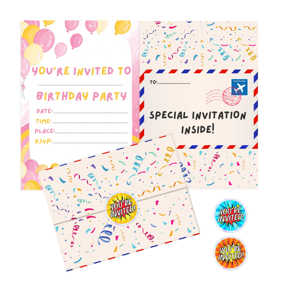 BestaFiesta 36 Kids childrens Birthday Party Invitations with Folding