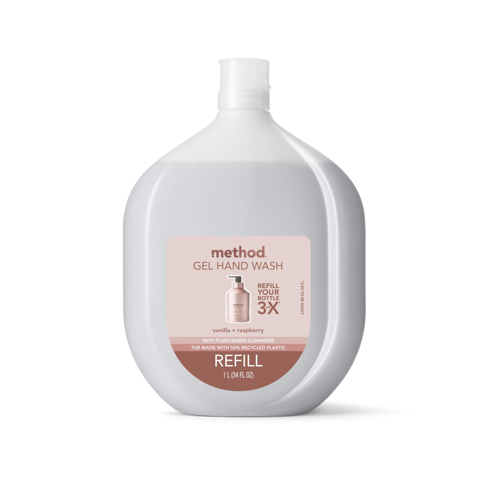 Method Gel Hand Soap Refill  Vanilla + Raspberry  Biodegradable Formula  34 Fl Oz Pack of 1