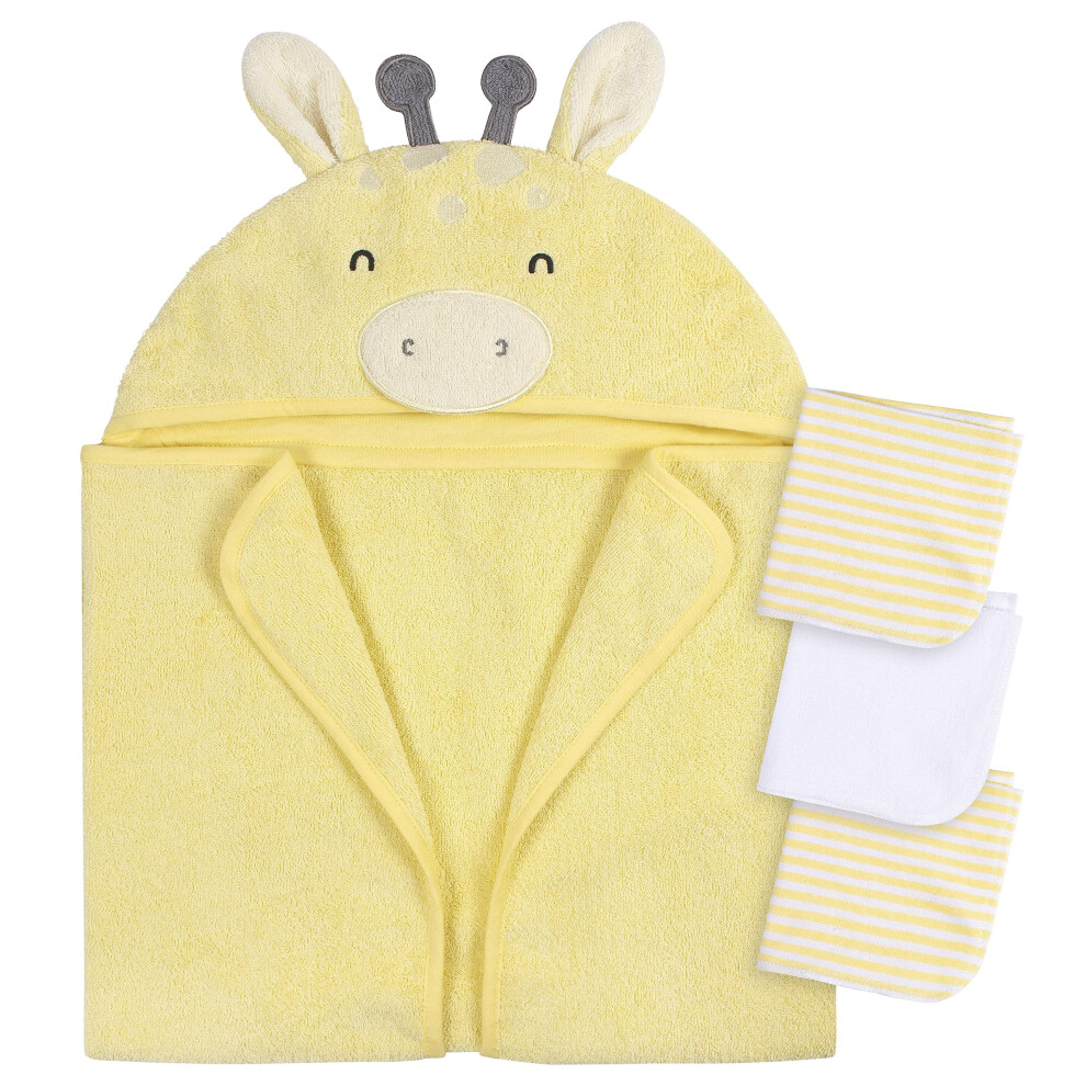 Gerber Baby 4 Piece Animal Character Hooded Towel and Washcloth Set  Y