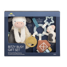 Conjunto de presente de brinquedo Itzy Ritzy Farm - inclui assento de carro e brinquedo para carrinho com tema de vaca e fazenda
