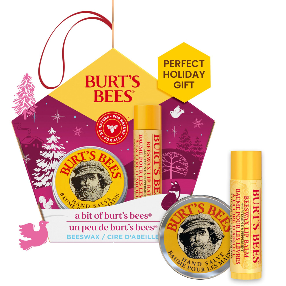 Burt's Bees Lip Balm and Hand Salve Gift Set  A Bit of Burt's Bees  Original Beeswax  1 Gift Set  0.15 oz./0.3 oz.