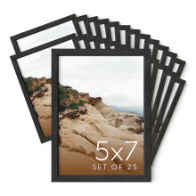 Haus and Hues 5x7 Black Oak Wood Photo Frame Set of 25 Mini Picture Frames Bulk Gallery Set Premium Bulk Picture Frames 5x7