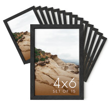 Haus and Hues 4x6 Black Oak Wood Photo Frame Set of 15  Mini Picture Frames Bulk Gallery Set  Premium Bulk Picture Frames 4x6