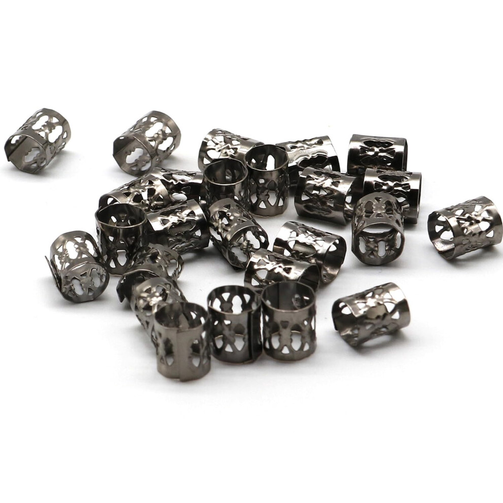 Sevenhead Unisex Black 50 Pcs Dreadlock Beads Hair Accessories Hair Rings Adjustable Cuffs Braiding Hair Decoration Clips Metal Hair Decoration For Braids