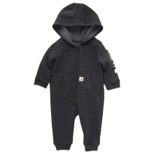 Carhartt pojkar lngrmad zip-front hooded coverall caviar svart ljung 6 mnader
