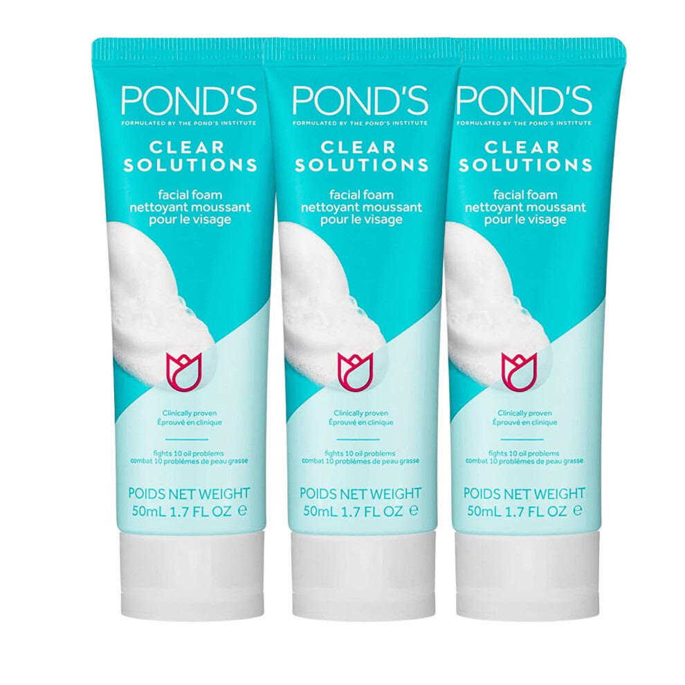 Pond's Clear Solution  Foaming Face Wash  Removes Excess Oil  Face Cleanser  1.7 Fl Oz Pack of 3