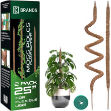 2 Pack Moss Pole - 25'' Bendable Monstera Plant Support - Plant Trellis Moss Pole for Plants Monstera - Moss Poles for Climbing Plants - Plant Sticks