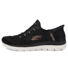 Skechers Women's Hands Free Slip-ins Summits Classy Night Sneaker, Black Rose Gold, 8