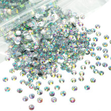 qiipii 8000PCS 3mm Crystal AB Resin Rhinestones for Crafts Flatback White AB Rhinestones Bulk SS10 Non-Hotfix Stones Diamonds Crystals Gems for Face E