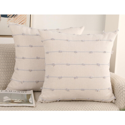 Copricuscino in macramè grigio con nappe decorazione federa cuscino lancio 18