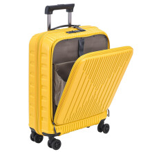 Kaleenie 19-Zoll-Koffer, Handgepäck mit Vordertasche für 15,6-Zoll-Laptop, 35 x 23 x 55 cm, 43 l, leichtes ABS + PC-Hartschalen-Handgepäck, Gelb