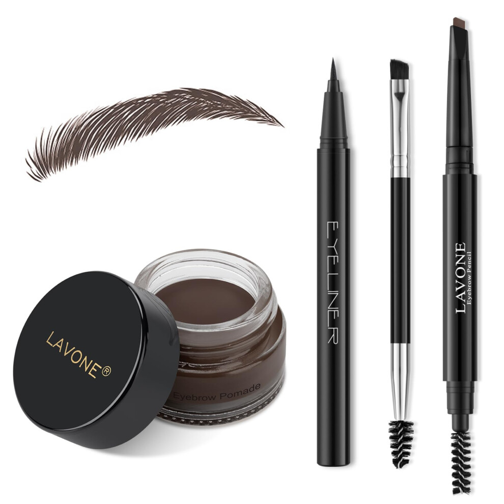 Lavone Eyebrow Stamp Pencil Kit For Eyebrows Makeup Brow Stamp Trio Kit With Waterproof Eyebrow Pencil Eyeliner Eyebrow Pomade And Dual