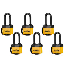 Guliffen Weatherproof Laminated Steel Locks with Keys 6 Pack Padlocks with Same Key for Outdoor Use