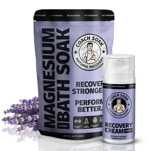 Coach Soak Recovery Bath Soak und Magnesium Lotion mit MSM Lavendel Bundle