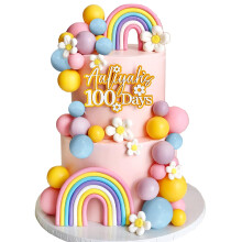 35 Stck Groovy-Kuchenaufstze, Boho-Kuchenaufsatz, Hippie-Partydekorationen mit Blumen-Regenbogen-Kugeln fr Mdchen-Geburtstagsparty, Boho-Groovy-P