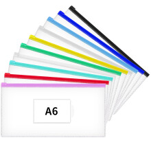 JARLINK 10 Pz Buste in Polipropilene, A6 (23 x 12 cm) Sacchetti con Cerniera, 10 Colori, Sacchetti Trasparenti per Scuola