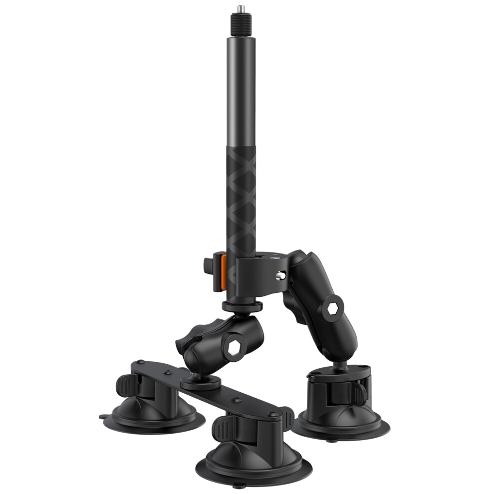 Suction Car Mount Camera for Insta360 Suction Cups Mount with 118cm Invisible Selfie Stick for Insta360 X4 X3 X2 X ONE Gopro 360 Rotation Ca