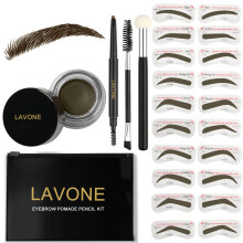 Lavone ?jenbrynsstempel stencilkit til ?jenbryn bryn frim?rke trio kit med vandt?t ?jenbryn blyant ?jenbryn pomade 20 ?jenbryn stencils dobbelt -