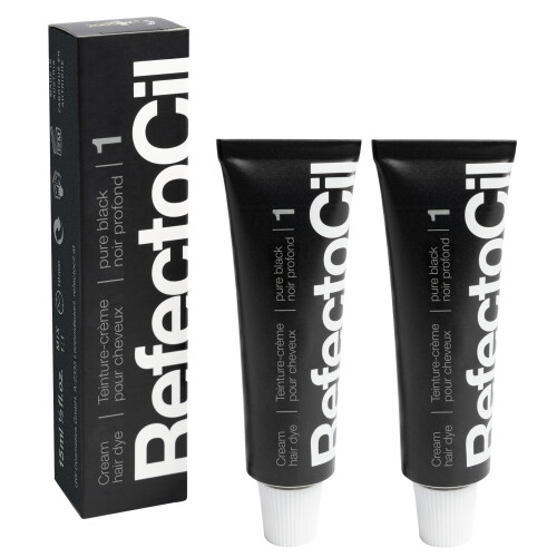 RefectoCil Κρέμα Βαφή Μαλλιών 2-Pack - Επαγγελματική Βαφή για Μακροχρόνιο Χρώμα - Μαύρο (#1)