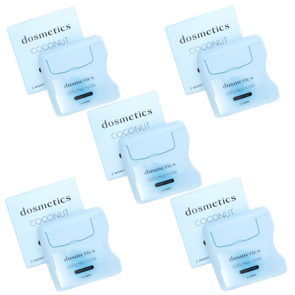 Dosmetica Dosmetics Coconut Oil Infused Thick Dental Floss 5 Pack Coconut Mint Expanding Dental Floss Oral Care Stretchable Floss Tooth