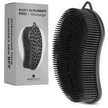 MainBasics Esfoliante in Silicone 2-in-1 per Doccia, Loofah e Massaggiatore (Nero, Corpo + Massaggio)