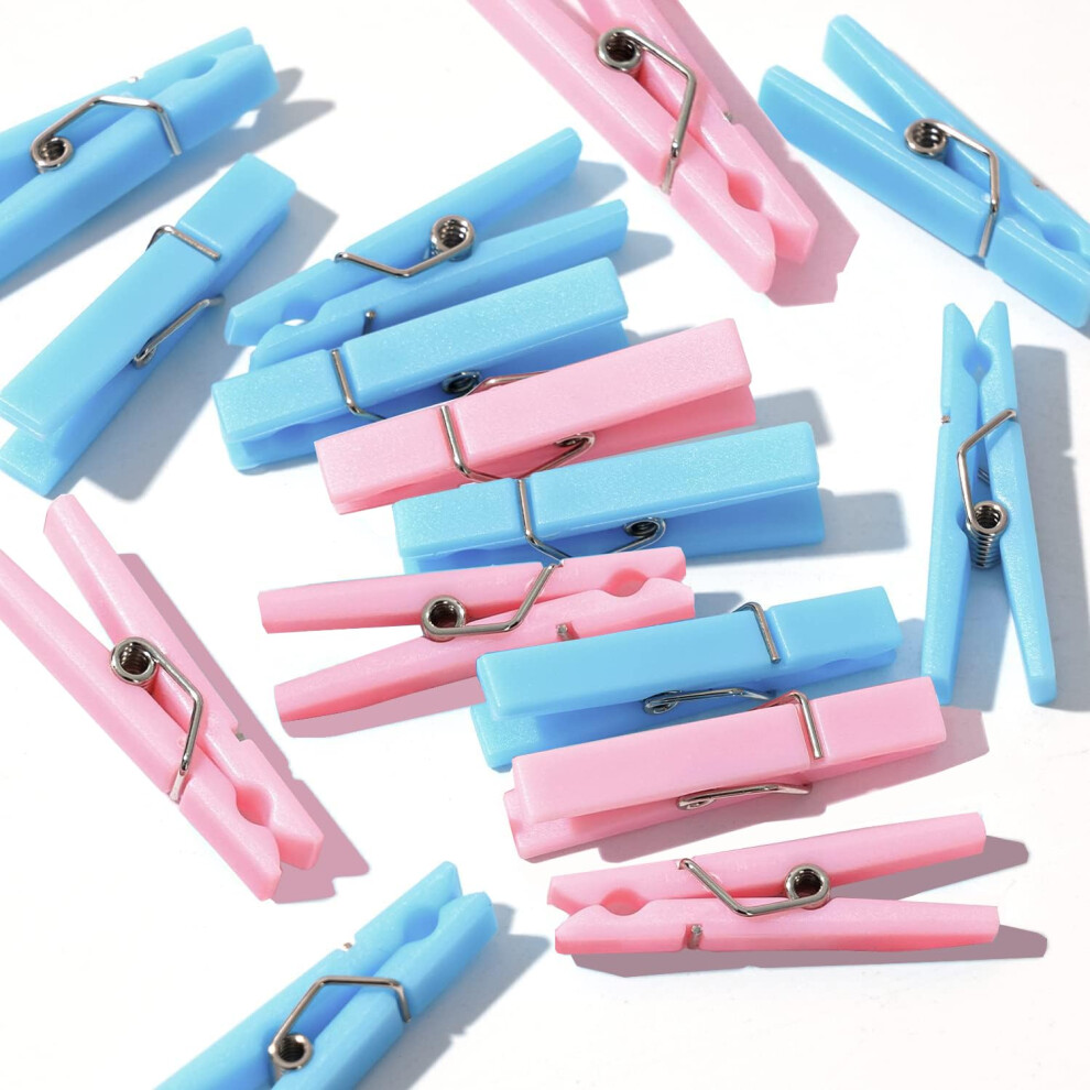 Mini pinces     linge, 60 pi   ces, 1,4 pouce, pour d   corations de f   te (rose + bleu)