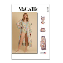 Kit de Padrão de Costura McCall's Fácil para Bodysuit, Robe, Calções e Calças, Código M8411, Tamanhos 4-6-8-10-12