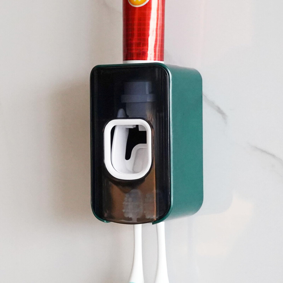 2-Slot Tandenborstelhouder En Tandpasta Dispenser Wandmontage Automatische Tandpasta Knijper 2 In 1 Tandenborstel Tandpasta Organizer Voor Douche (Gre-image