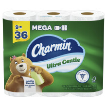 Charmin Ultra Gentle Toilettenpapier – 9 Megarollen, 231 Blatt pro Rolle, beruhigende Lotion, dermatologisch getestet