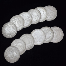 Fogilas 12 Pcs Morgan Dollar (3.8cm Dia) Magic Set Can Be Attracted by Magnets Magic Props Accessories Used in Appearing/Disappearing Coin Magic Perfo