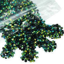 qiipii 1280PCS 6mm Peacok AB Resin Rhinestones for Crafts Dark Green A